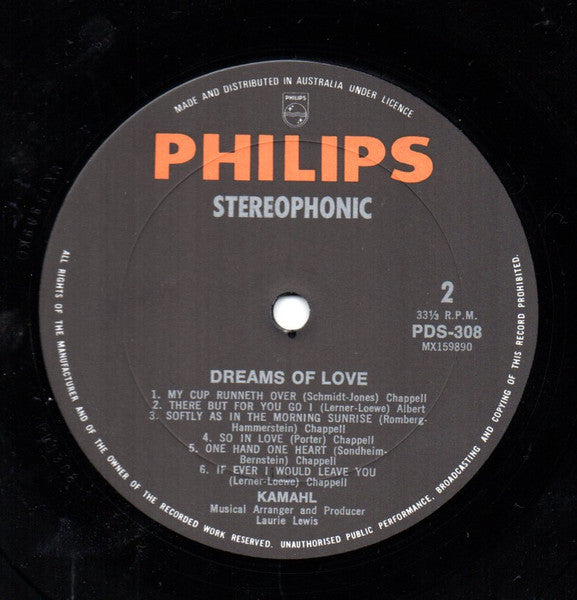 Kamahl : Dreams Of Love (LP, Album, RP, Ora)