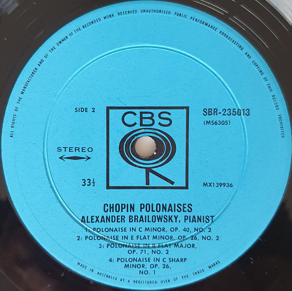 Frédéric Chopin : Alexander Brailowsky : Chopin Polonaises By Brailowsky (LP, Album)