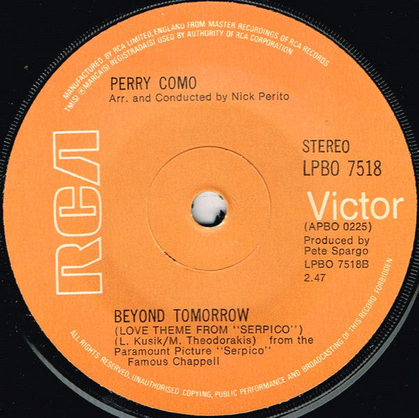 Perry Como : I Want To Give (Ahora Que Soy Libre) (7", Single, Pap)