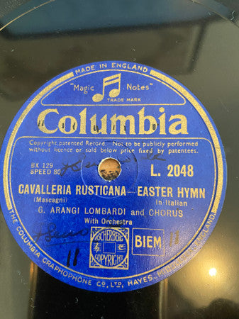 Giannina Arangi-Lombardi / Maria Gentile, Alejandro Granda, Giuseppe Nessi, Aristide Baracchi : Cavalleria Rusticana / La Traviata (Shellac, 12", 80 RPM)