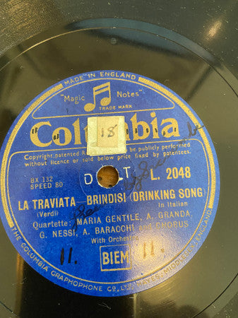 Giannina Arangi-Lombardi / Maria Gentile, Alejandro Granda, Giuseppe Nessi, Aristide Baracchi : Cavalleria Rusticana / La Traviata (Shellac, 12", 80 RPM)