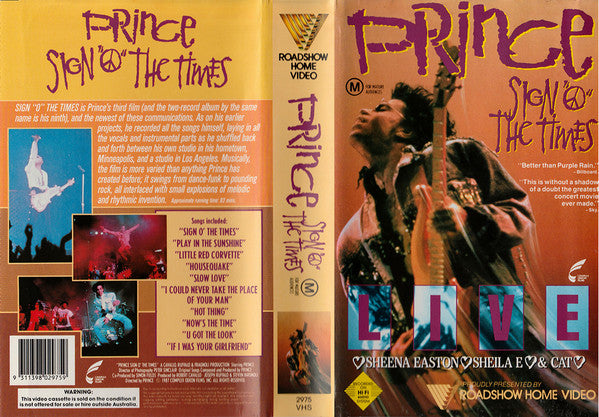 Prince : Sign "O" The Times (VHS, PAL)