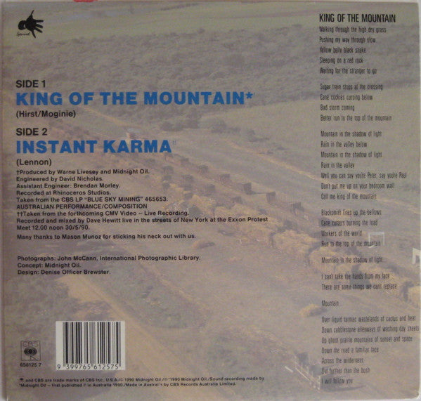 Midnight Oil : King Of The Mountain (7", Single)