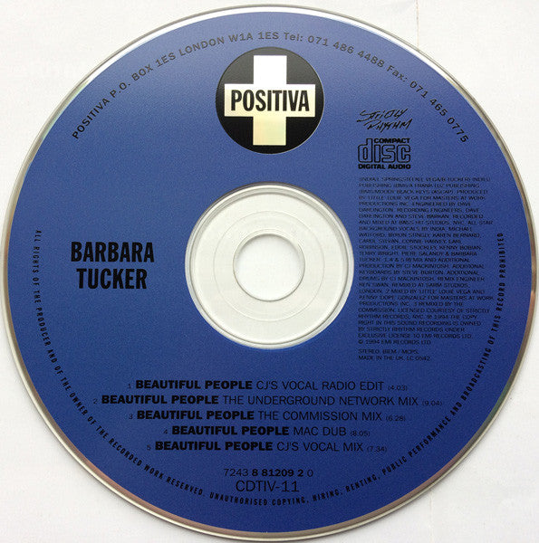 Barbara Tucker : Beautiful People (CD, Single)