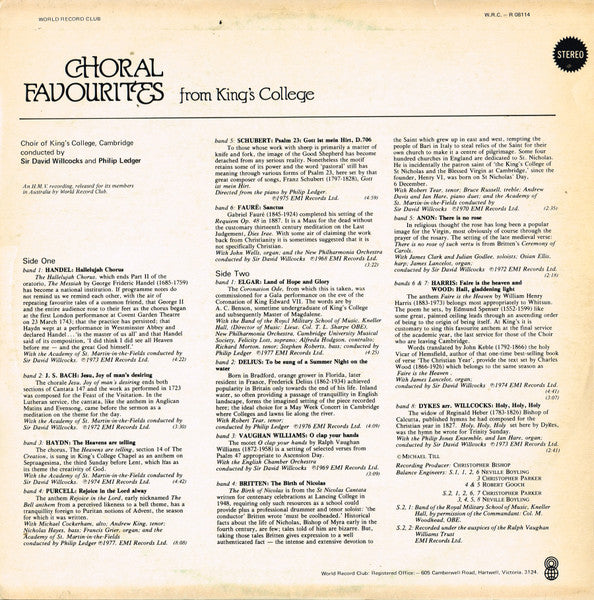 King's College Choir, Cambridge* : Choral Favourites From King's College (LP, Comp, Club, RE)