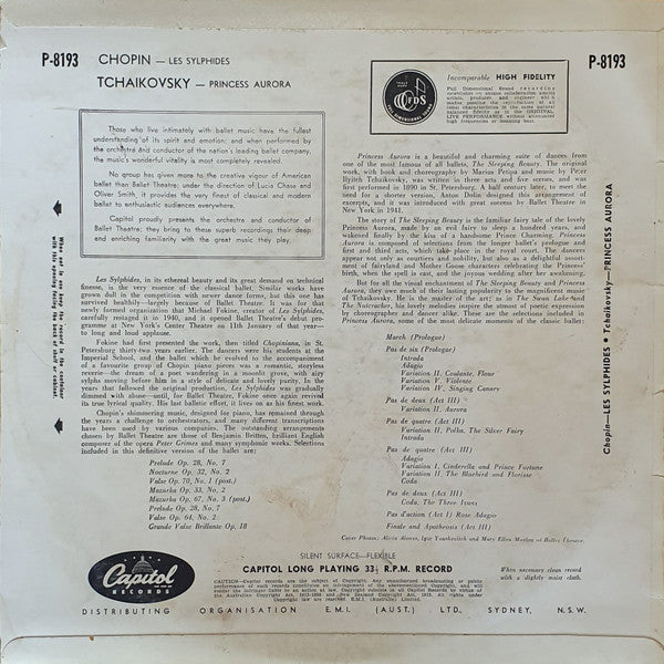 Frédéric Chopin • Pyotr Ilyich Tchaikovsky • Ballet Theatre Orchestra Conducted By Joseph Levine : Les Sylphides • Princess Aurora (LP, Album, Mono)