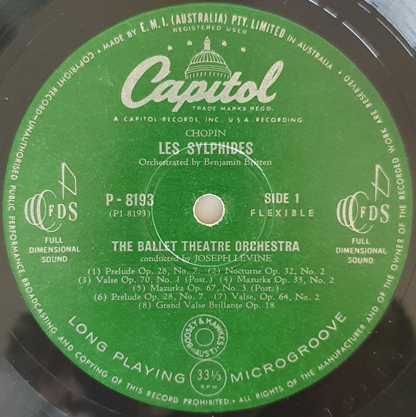 Frédéric Chopin • Pyotr Ilyich Tchaikovsky • Ballet Theatre Orchestra Conducted By Joseph Levine : Les Sylphides • Princess Aurora (LP, Album, Mono)