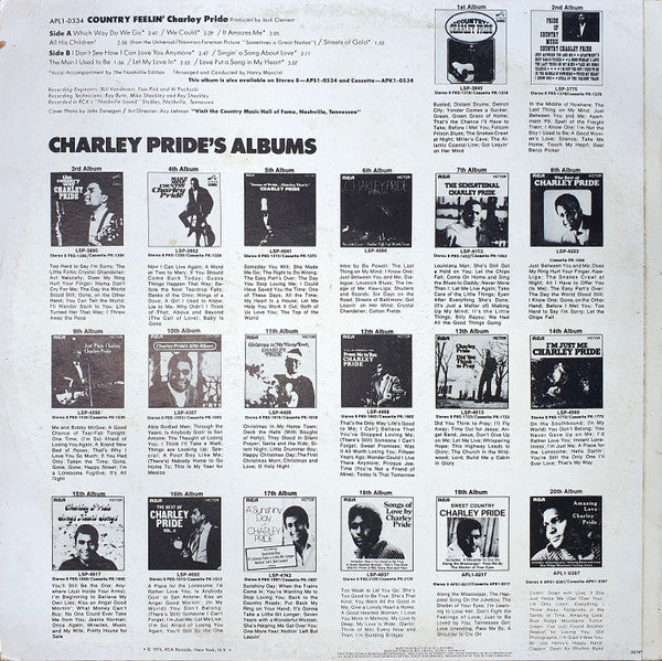 Charley Pride : Country Feelin' (LP, Album)