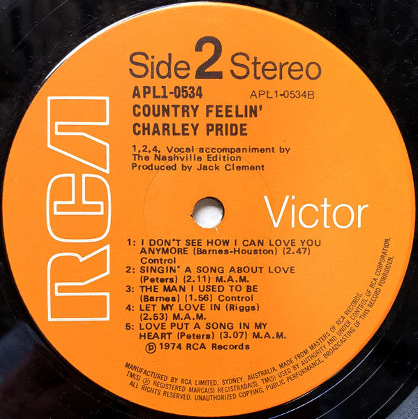 Charley Pride : Country Feelin' (LP, Album)