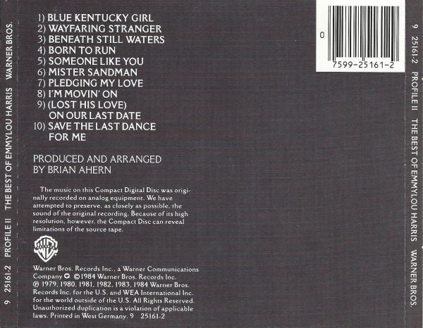 Emmylou Harris : Profile II (The Best Of Emmylou Harris) (CD, Comp, Tar)
