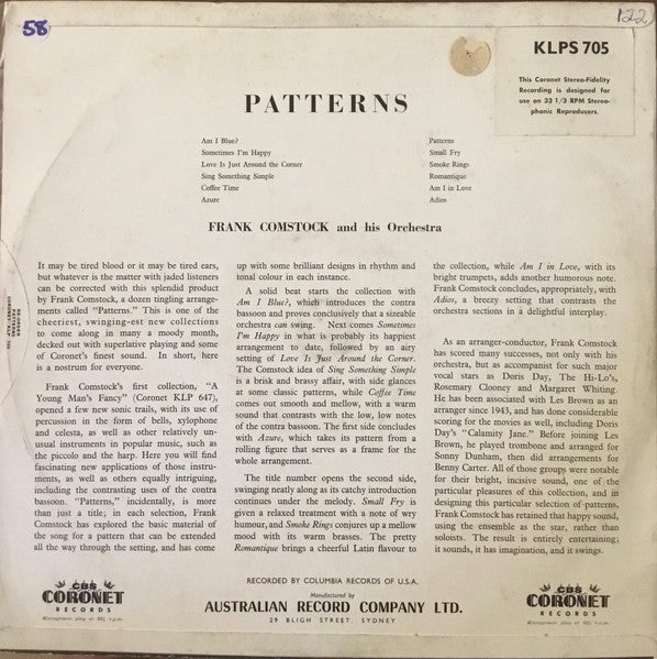 Frank Comstock And His Orchestra : Patterns (LP, Album)
