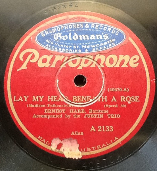 Ernest Hare : Lay My Head Beneath A Rose / The Prisoner's Sweetheart (Shellac, 10", 80 RPM)