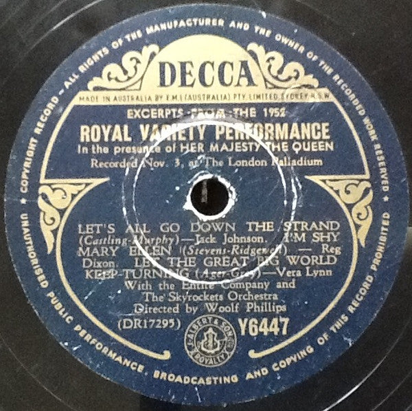 Various : Excerpts From The 1952 Royal Variety Performance	 (Shellac, 10")