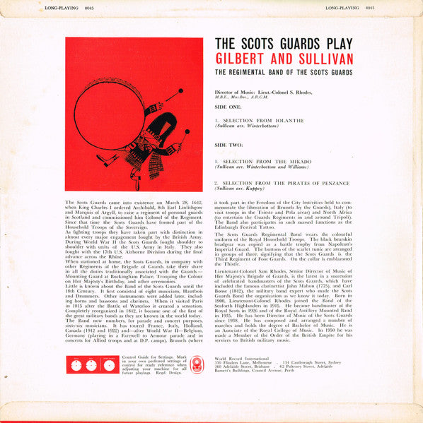 The Scots Guards* Play Gilbert And Sullivan* : The Scots Guards Play Gilbert and Sullivan (LP, Album, Mono, Club)