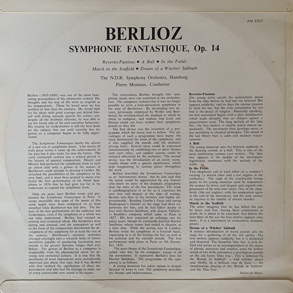 Hector Berlioz - NDR Sinfonieorchester, Pierre Monteux : Symphonie Fantastique (LP)