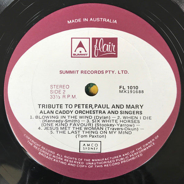 Alan Caddy Orchestra & Singers : Tribute To Peter, Paul & Mary (LP)