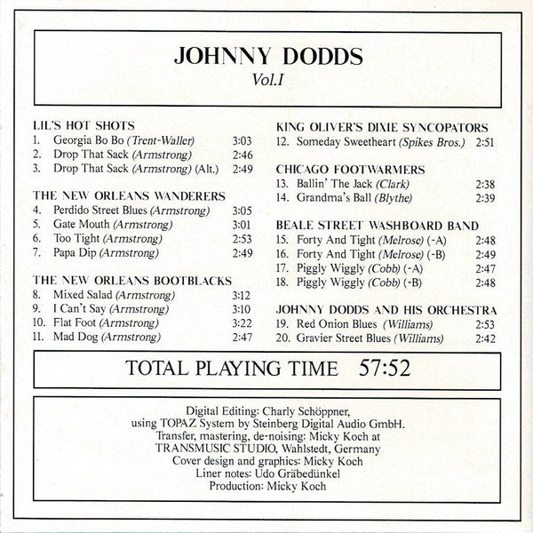 Johnny Dodds : Johnny Dodds Volume 1 (CD, Comp, Mono)
