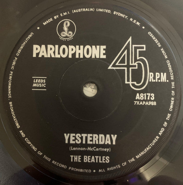 The Beatles : Yesterday (7", Single, Mono)