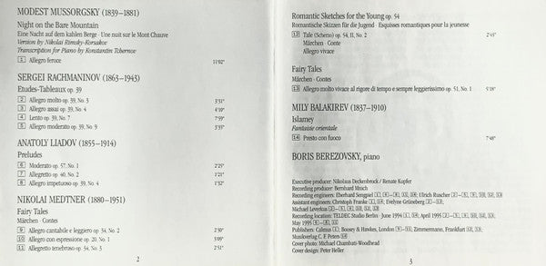 Boris Berezovsky, Modest Mussorgsky, Sergei Vasilyevich Rachmaninoff, Mily Balakirev, Nikolai Medtner, Anatoly Liadov : Untitled (CD, Album)