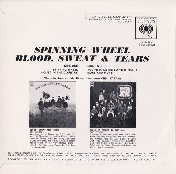 Blood, Sweat And Tears : Spinning Wheel (7", EP)