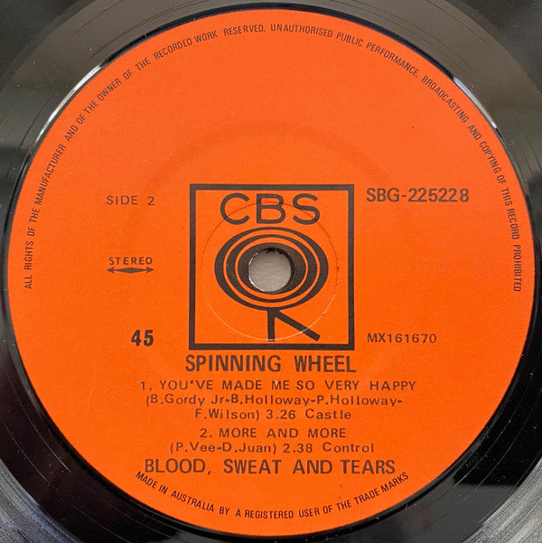 Blood, Sweat And Tears : Spinning Wheel (7", EP)