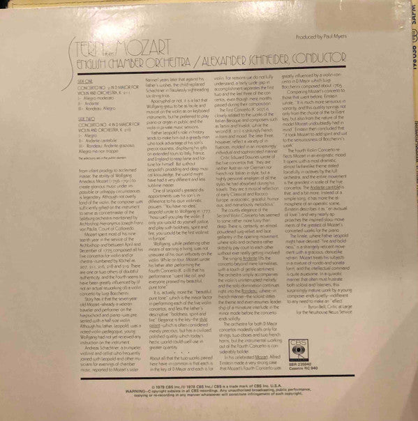 Mozart* / Stern*, English Chamber Orchestra, Alexander Schneider : Violin Concerto No 4 In D Major, K. 218 / Violin Concerto No 2 In D Major, K. 211 (LP)