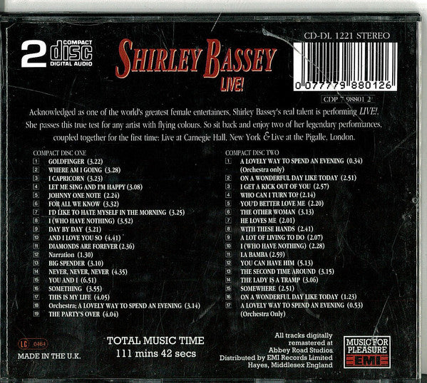 Shirley Bassey : Shirley Bassey Live (2xCD, Comp)