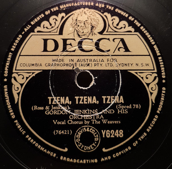 Gordon Jenkins And His Orchestra Vocal Chorus By The Weavers : Tzena, Tzena, Tzena / Goodnight Irene (Shellac, 10")
