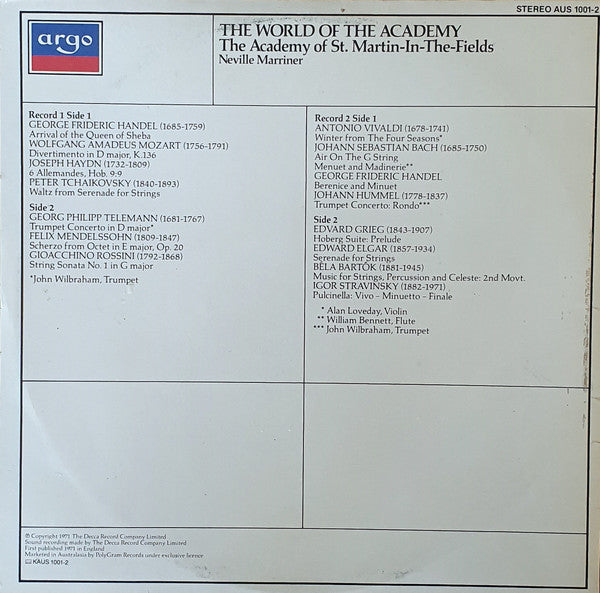 The Academy Of St. Martin-in-the-Fields, Neville Marriner* : The World Of The Academy (2xLP, Comp, Gat)