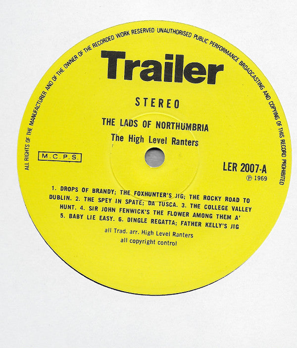 The High Level Ranters : The Lads Of Northumbria (LP, Album, RE, Yel)