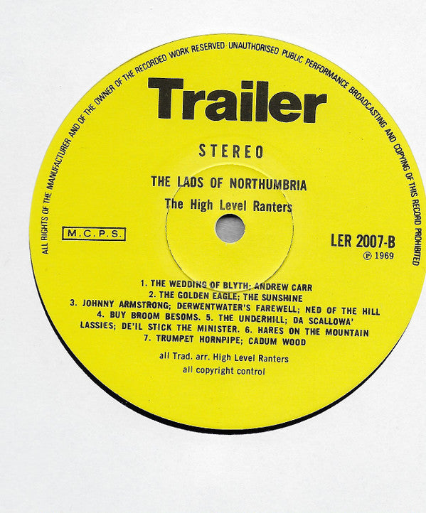 The High Level Ranters : The Lads Of Northumbria (LP, Album, RE, Yel)