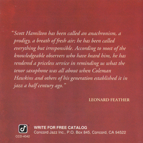 Scott Hamilton : Scott Hamilton Is A Good Wind Who Is Blowing Us No Ill (CD, Album)