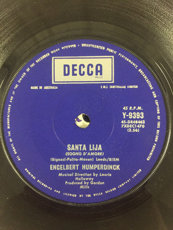 Engelbert Humperdinck : Santa Lija/Stranger, Step Into My World (7", Single)