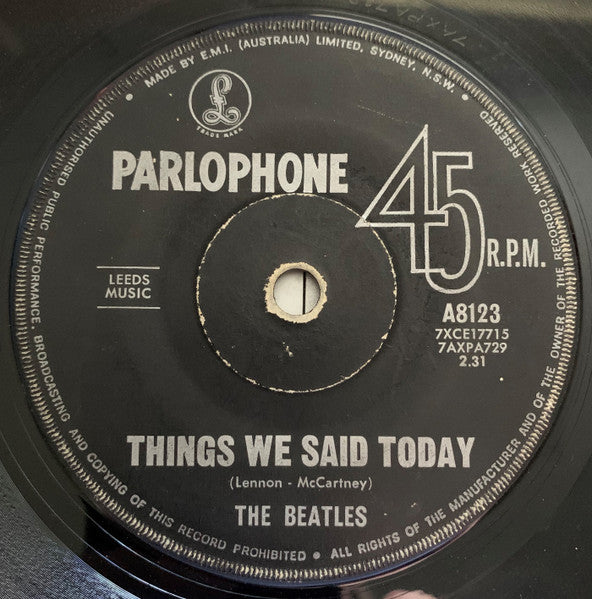 The Beatles : A Hard Day's Night (7", Single, Mono)