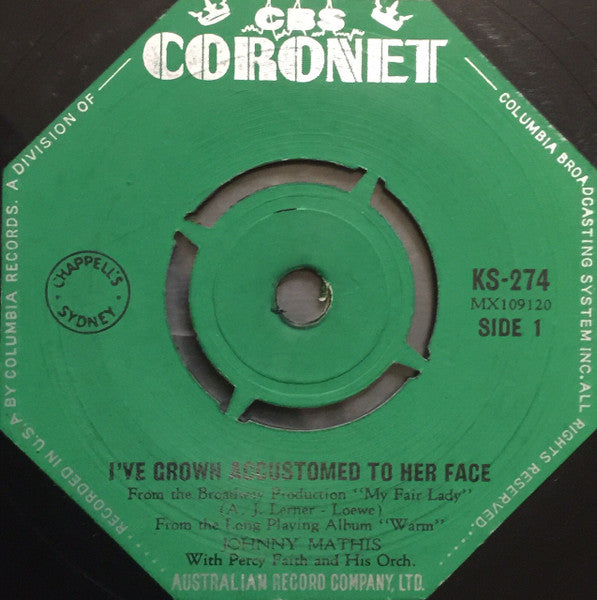 Johnny Mathis : I've Grown Accustomed To Her Face (7", Single)