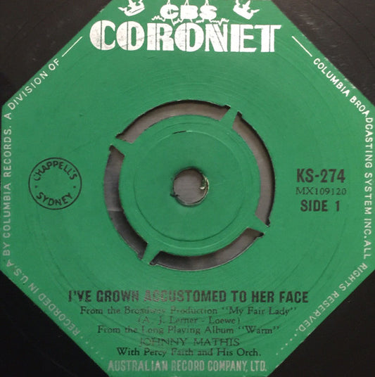 Johnny Mathis : I've Grown Accustomed To Her Face (7", Single)