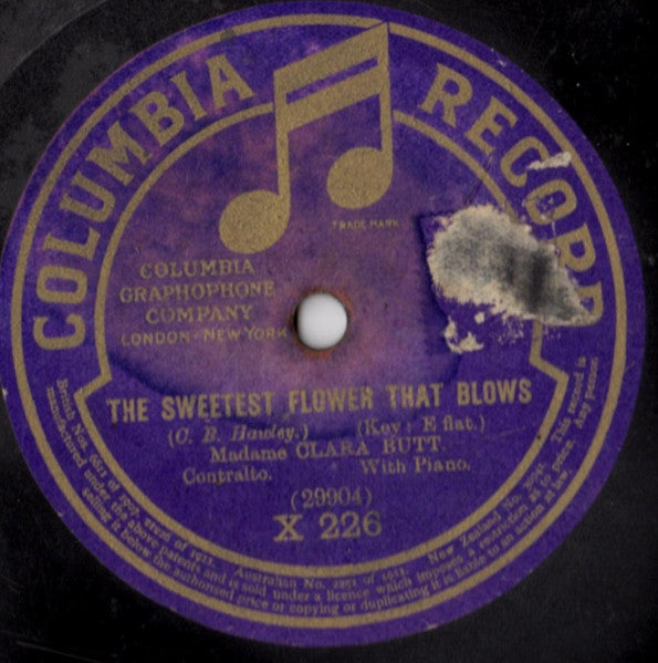 Madame Clara Butt* : The Sweetest Flower That Blows  (Shellac, 10", S/Sided)