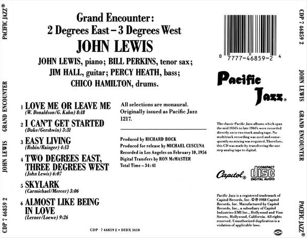 John Lewis (2) : Grand Encounter: 2 Degrees East - 3 Degrees West (CD, Album, Mono, RE)