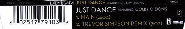 Lady Gaga Featuring Colby O'Donis : Just Dance (CD, Single)