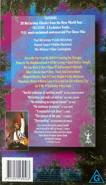 Paul McCartney : Paul Is Live - In Concert On The New World Tour (VHS, PAL)