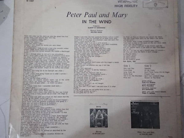 Peter, Paul & Mary : In The Wind (LP, Album, Mono, RP, Gol)