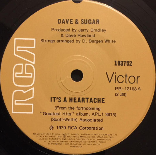 Dave And Sugar : It's A Heartache (7", Single)