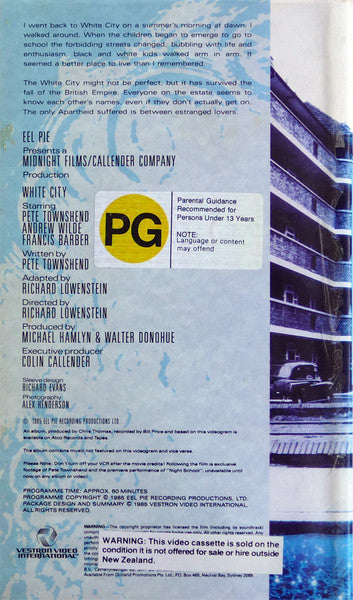 Pete Townshend : White City (The Music Movie) (VHS, PAL)