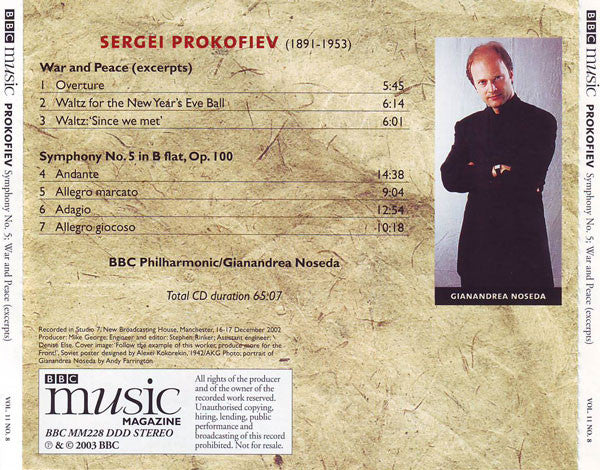 Prokofiev*, BBC Philharmonic, Gianandrea Noseda : Symphony No. 5; War And Peace (Excerpts) (CD, Album)