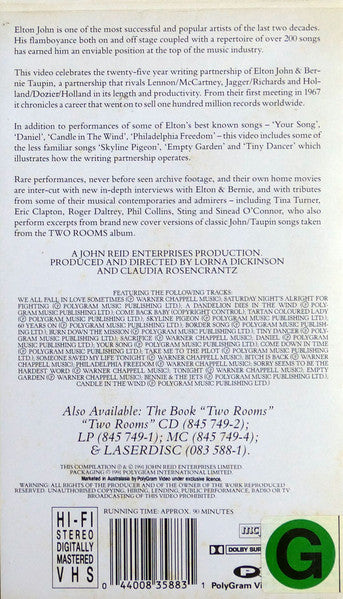 Various : Two Rooms ● Celebrating The Songs Of Elton John & Bernie Taupin (VHS, PAL)