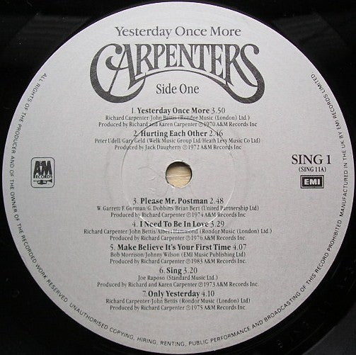 Carpenters : Yesterday Once More (2xLP, Comp)