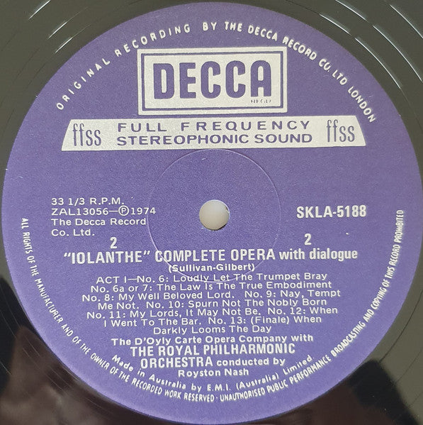 Gilbert & Sullivan - D'Oyly Carte Opera Company, The Royal Philharmonic Orchestra*, Royston Nash : Iolanthe (Complete Opera With Dialogue) (2xLP, Album, Gat)