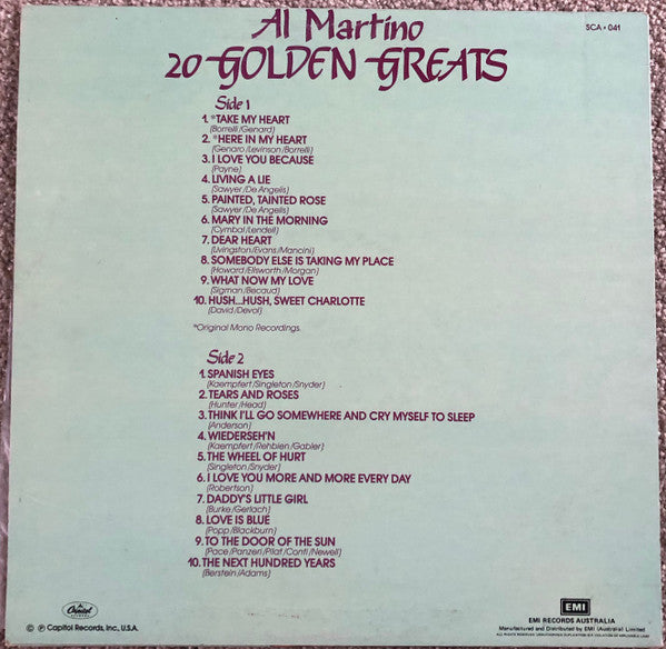Al Martino : 20 Golden Greats (LP, Comp)
