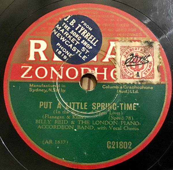 Billy Reid (2) And London Piano-Accordeon Band : In The Valley Of The Moon / Put A Little Spring-time (Shellac, 10")