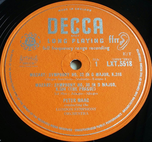 Mozart*, Maag*, London Symphony Orchestra : Symphony No. 32 / Symphony No. 38 "Prague" (LP, Mono)